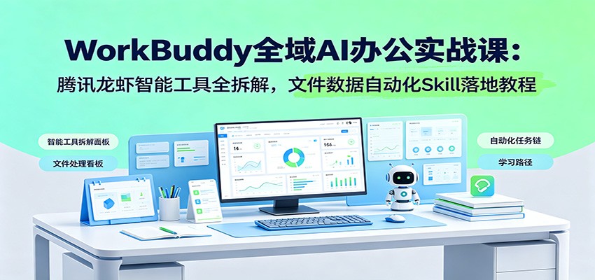 WorkBuddy全域AI办公实战课：腾讯龙虾智能工具全拆解，文件数据自动化Skill落地教程-大表哥网创