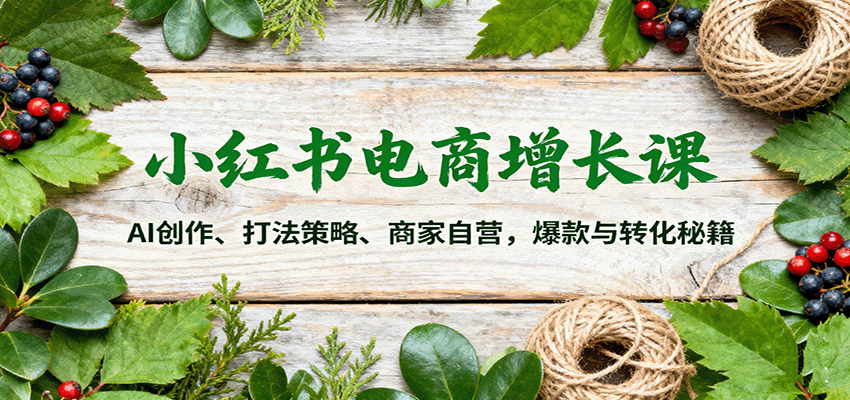 小红书电商增长课：AI创作、打法策略、商家自营，爆款与转化秘籍-大表哥网创