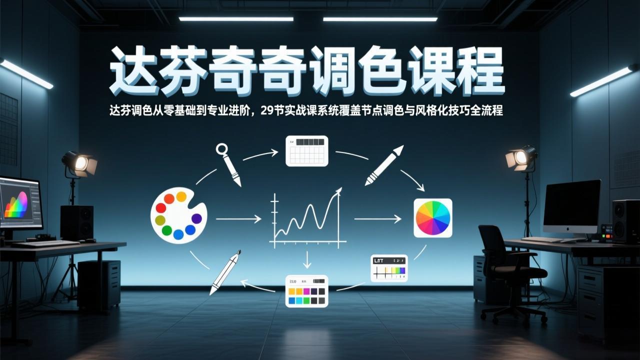 达芬奇调色从零基础到专业进阶，29节实战课系统覆盖节点调色与风格化技巧全流程-大表哥网创