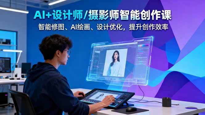 AI+设计师/摄影师智能创作课：智能修图、AI绘画、设计优化，提升创作效率-大表哥网创