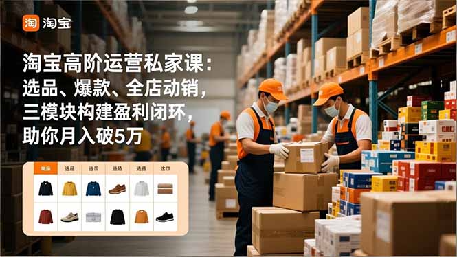 淘宝高阶运营私家课：选品、爆款、全店动销，三模块构建盈利闭环，助你月入破5万(更新12月-大表哥网创