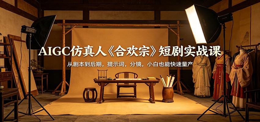 AIGC仿真人《合欢宗》短剧实战课：从剧本到后期，提示词，分镜，小白也能快速量产-大表哥网创
