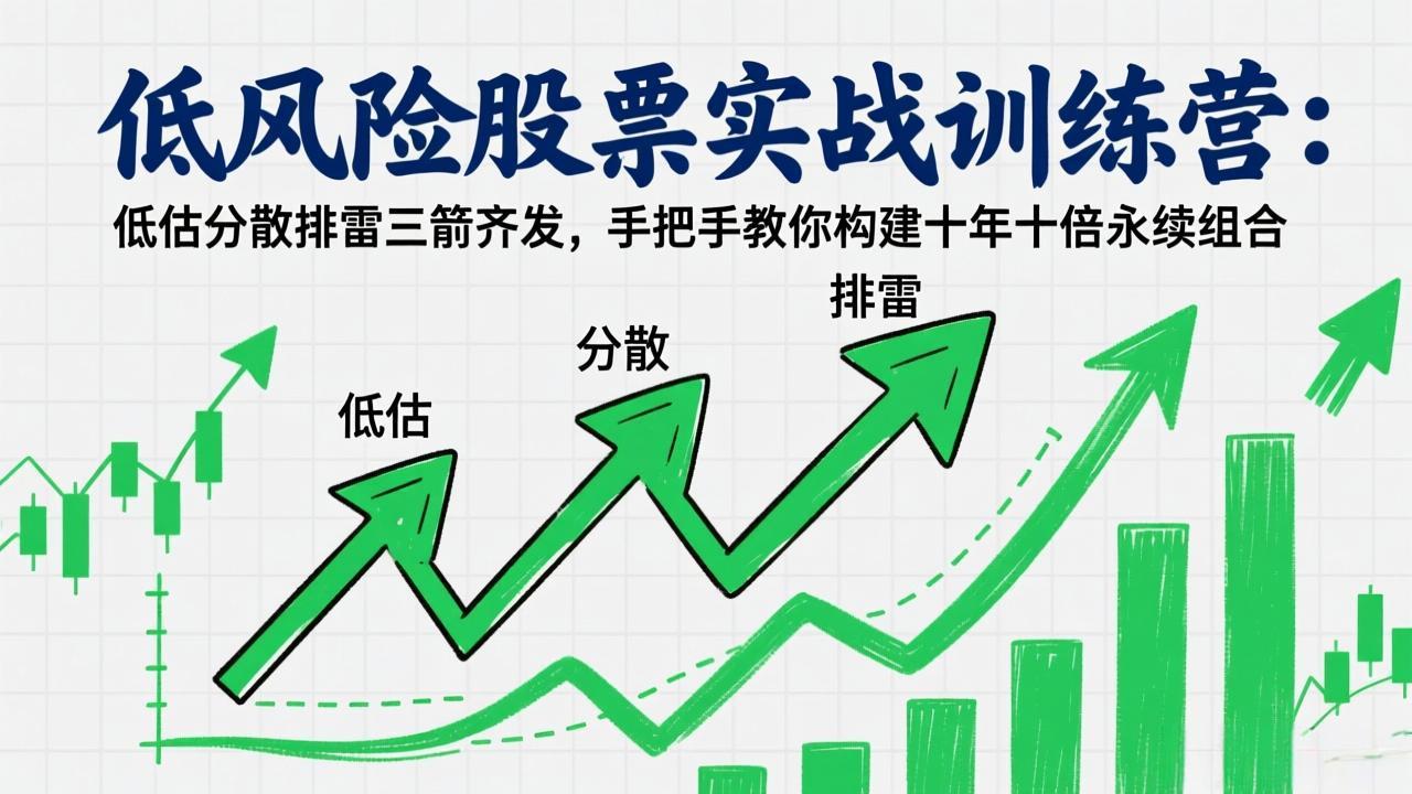 低风险股票实战训练营:低估分散排雷三箭齐发,手把手教你构建十年十倍永续组合-大表哥网创