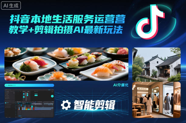 抖音本地生活服务运营教学+剪辑拍摄AI最新玩法-大表哥网创