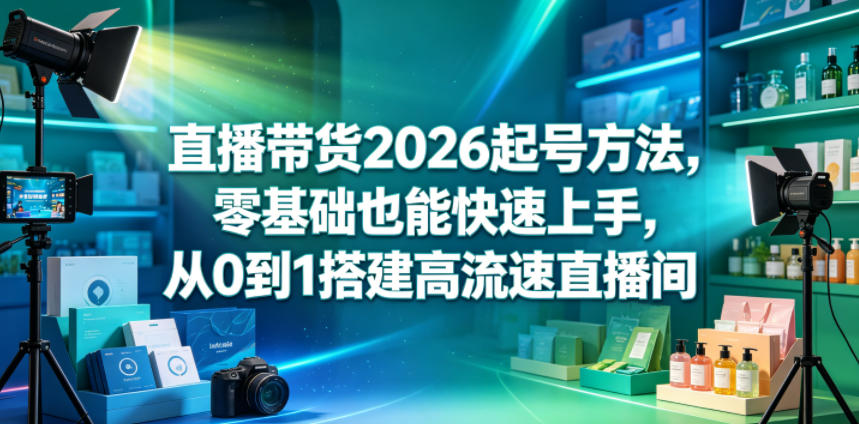 直播带货2026起号方法，零基础也能快速上手，从0到1搭建高流速直播间-大表哥网创