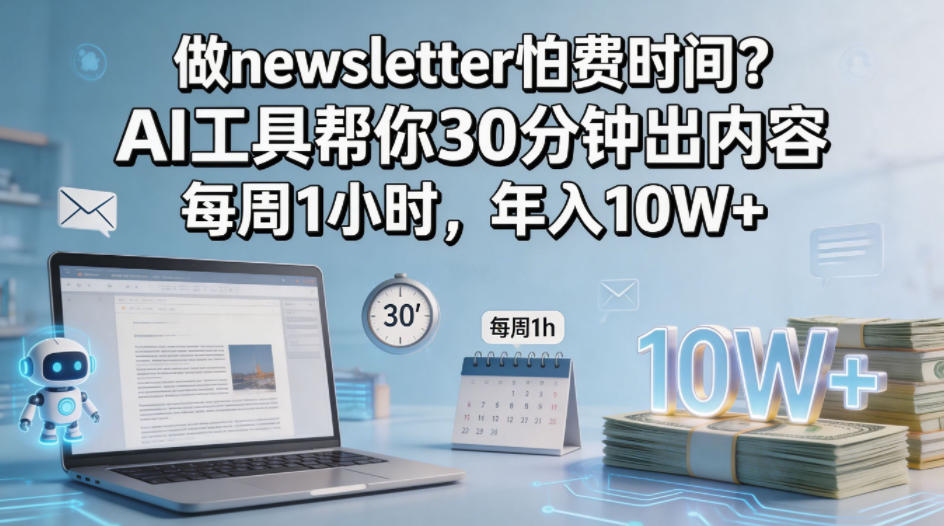 做newsletter怕费时间？AI工具帮你30分钟出内容，每周1小时，年入10W+！【原创双语字幕】-大表哥网创