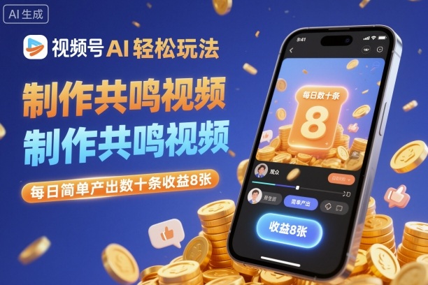 视频号AI轻松玩法，制作共鸣视频，每日简单产出数十条收益8张-大表哥网创