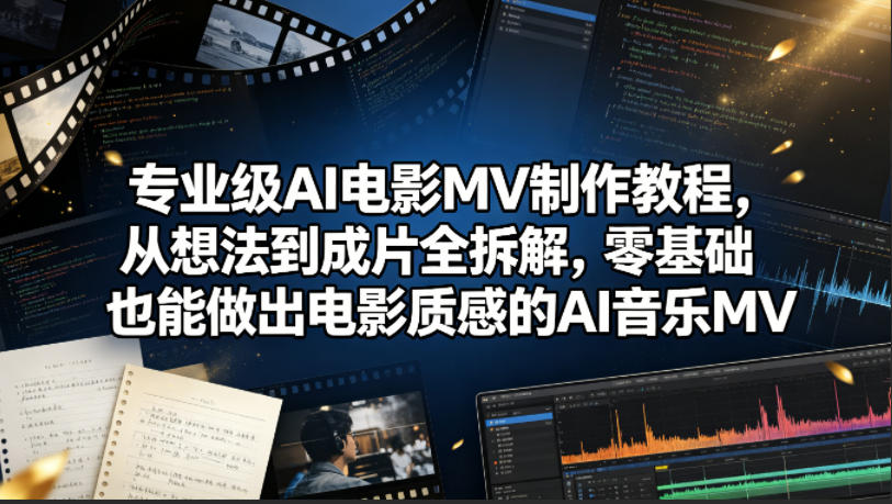 专业级AI电影MV制作教程，从想法到成片全拆解，零基础也能做出电影质感的AI音乐MV-大表哥网创