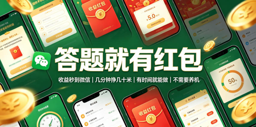 答题就有红包，收益秒到微信，几分钟挣几十米，有时间就能做，不需要养机【揭秘】-大表哥网创