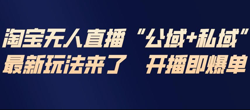 淘宝无人直播完整教程，公试+私域，最新玩法来了，开播即爆单-大表哥网创