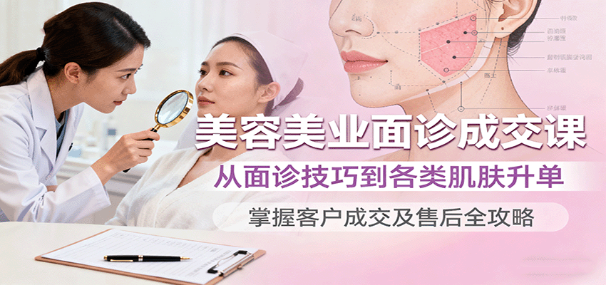 美容美业面诊成交课，从面诊技巧到各类肌肤升单，掌握客户成交及售后全攻略-大表哥网创