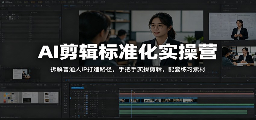 AI剪辑标准化实操营：拆解普通人IP打造路径，手把手实操剪辑，配套练习素材-大表哥网创