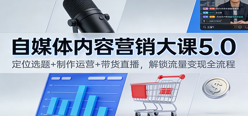 自媒体内容营销大课5.0：定位选题+制作运营+带货直播，解锁流量变现全流程-大表哥网创