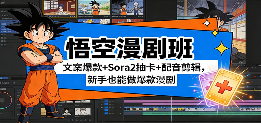 悟空漫剧班：文案爆款+Sora2抽卡+配音剪辑，新手也能做爆款漫剧-大表哥网创