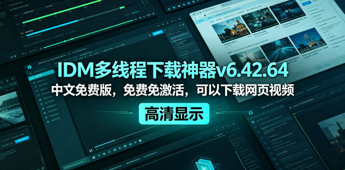 IDM多线程下载神器v6.42.64中文免费版，免费免激活，可以下载网页视频(例如飞书文档内的视频)-大表哥网创