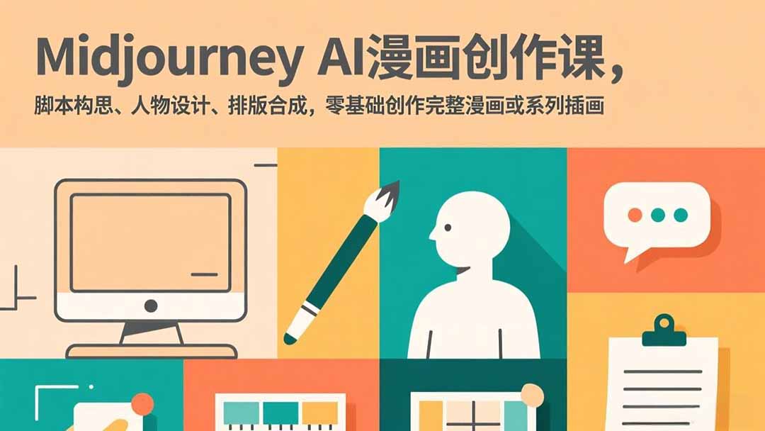 Midjourney AI漫画创作课，脚本构思、人物设计、排版合成，零基础创作完整漫画或系列插画-大表哥网创