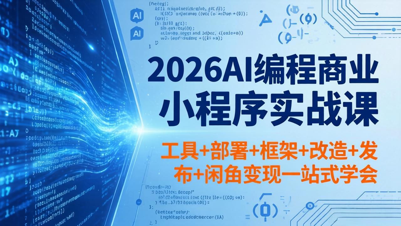2026AI编程商业小程序实战课,工具+部署+框架+改造+发布+闲鱼变现一站式学会-大表哥网创