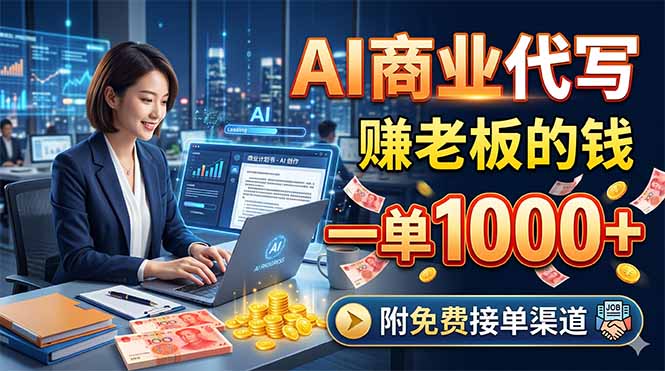 AI商业代写，赚老板的钱，一单1000+，附免费接单渠道-大表哥网创