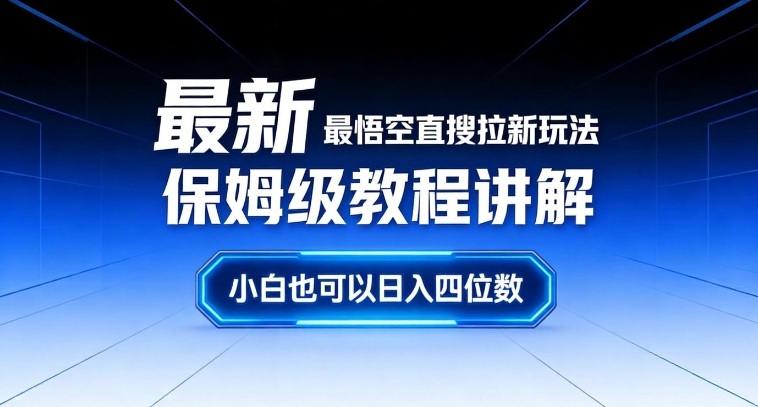 最新最悟空直搜拉新玩法保姆级教程讲解，小白也可以日入四位数-大表哥网创