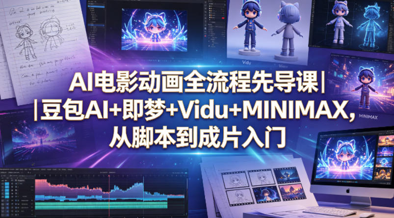 AI电影动画全流程先导课｜豆包AI+即梦+Vidu+MINIMAX，从脚本到成片入门-大表哥网创