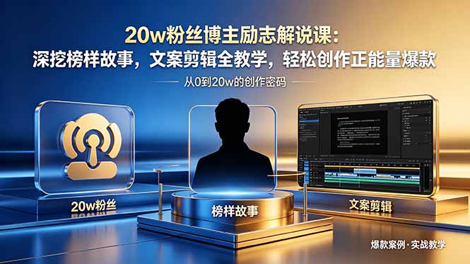 20w粉丝博主励志解说课：深挖榜样故事，文案剪辑全教学，轻松创作正能量爆款-大表哥网创