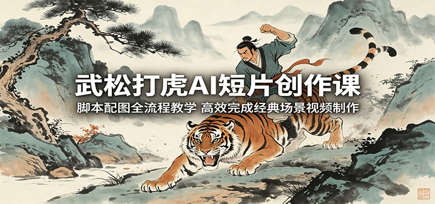 武松打虎AI短片创作课：脚本配图全流程教学，高效完成经典场景视频制作-大表哥网创