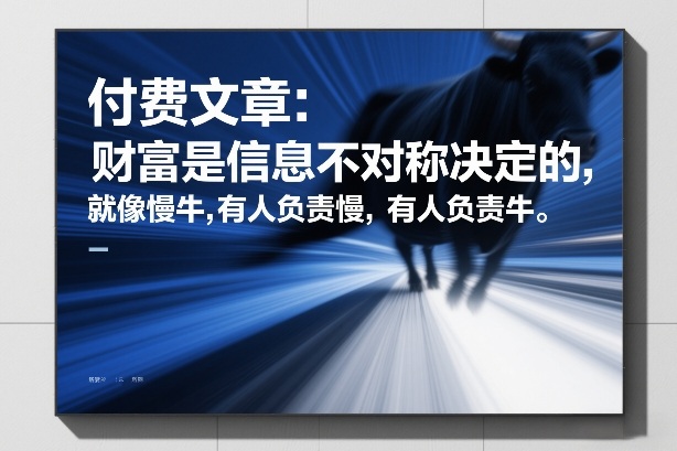 付费文章：财富是信息不对称决定的，就像慢牛，有人负责慢，有人负责牛-大表哥网创