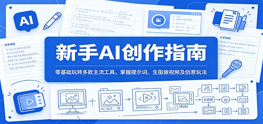 新手AI创作指南：零基础玩转多款主流工具，掌握提示词、生图做视频及创意玩法-大表哥网创