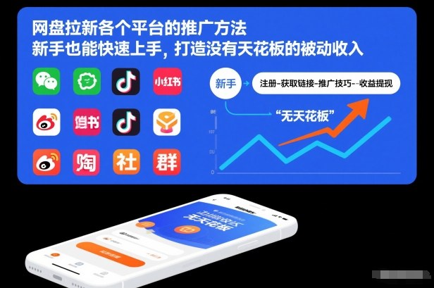 网盘拉新各个平台的推广方法，新手也能快速上手，打造没有天花板的被动收入-大表哥网创