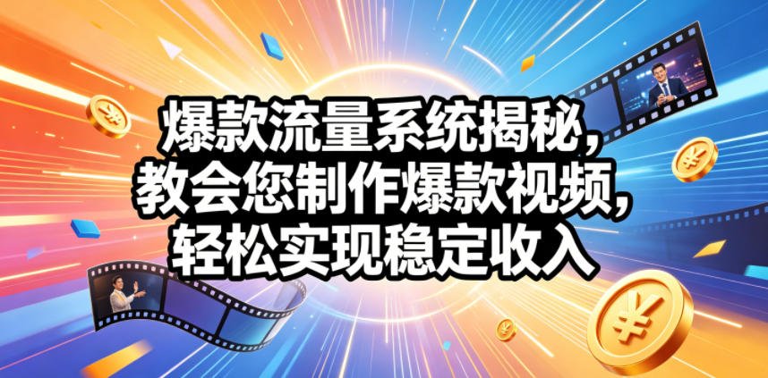 爆款流量系统揭秘，教会您制作爆款视频，轻松实现稳定收入【原创双语字幕】-大表哥网创