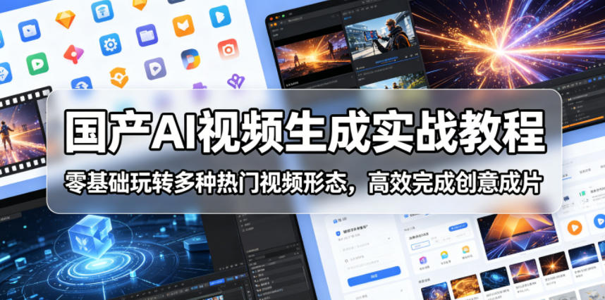 国产AI视频生成实战教程，零基础玩转多种热门视频形态，高效完成创意成片-大表哥网创