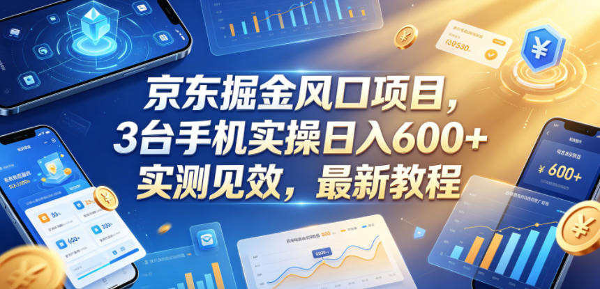 京东掘金风口项目,3台手机实操日入600+,实测见效,最新教程【揭秘】-大表哥网创