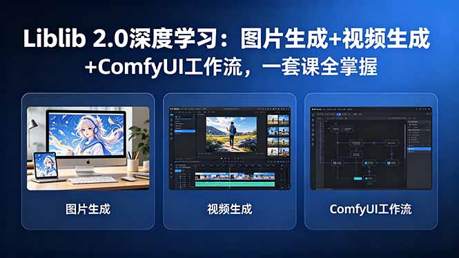 Liblib 2.0深度学习:图片生成+视频生成+ComfyUI工作流,一套课全掌握-大表哥网创