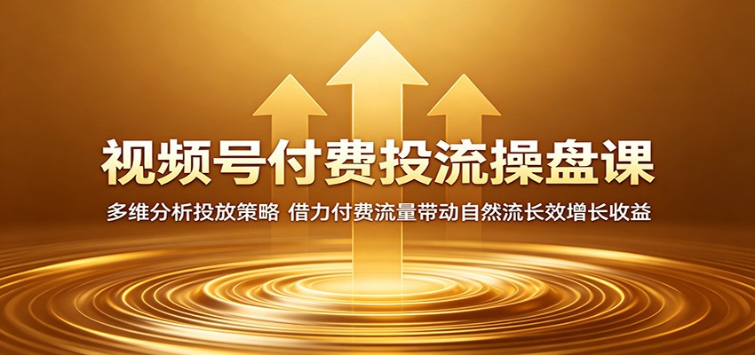 视频号付费投流操盘课：多维分析投放策略，借力付费流量带动自然流长效增长收益-大表哥网创