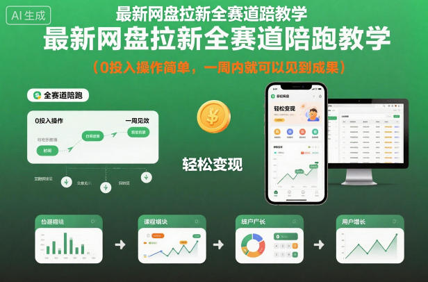 最新网盘拉新全赛道陪跑教学，0投入操作简单，一周内就可以见到成果-大表哥网创