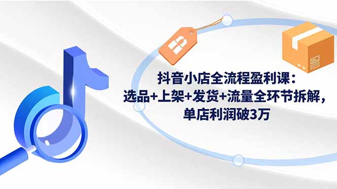 抖音小店全流程盈利课：选品+上架+发货+流量全环节拆解，单店利润破3万-大表哥网创