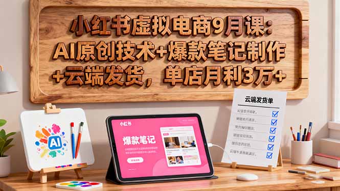 小红书虚拟电商9月课：AI原创技术+爆款笔记制作+云端发货，单店月利3万+-大表哥网创