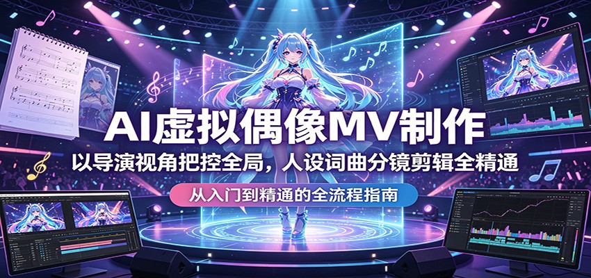 AI虚拟偶像MV制作：以导演视角把控全局，人设词曲分镜剪辑全精通-大表哥网创