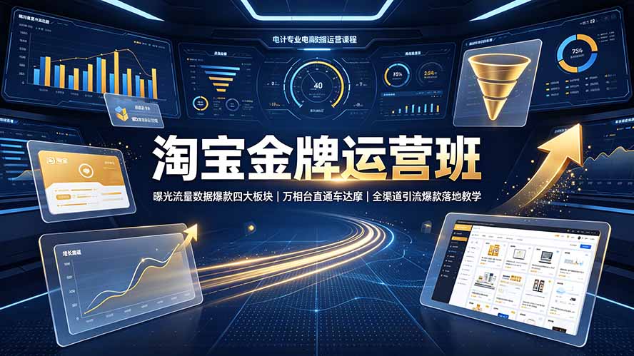 淘宝金牌运营班-7月：曝光流量数据爆款四大板块｜万相台直通车达摩｜全渠道引流爆款落地教学-大表哥网创
