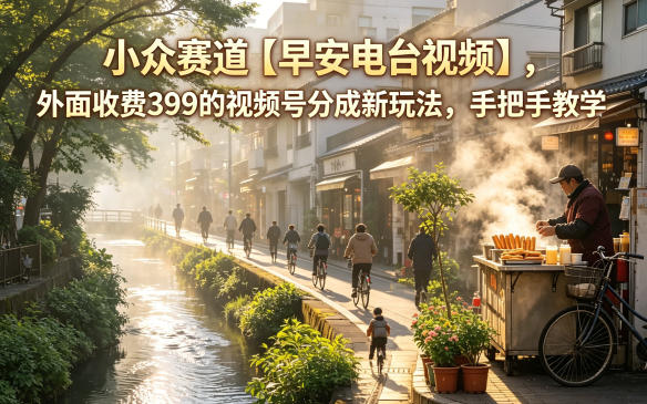 小众赛道【早安电台视频】,外面收费399的视频号分成新玩法,手把手教学-大表哥网创