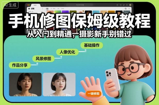 手机修图保姆级教程，从入门到精通，摄影新手别错过-大表哥网创