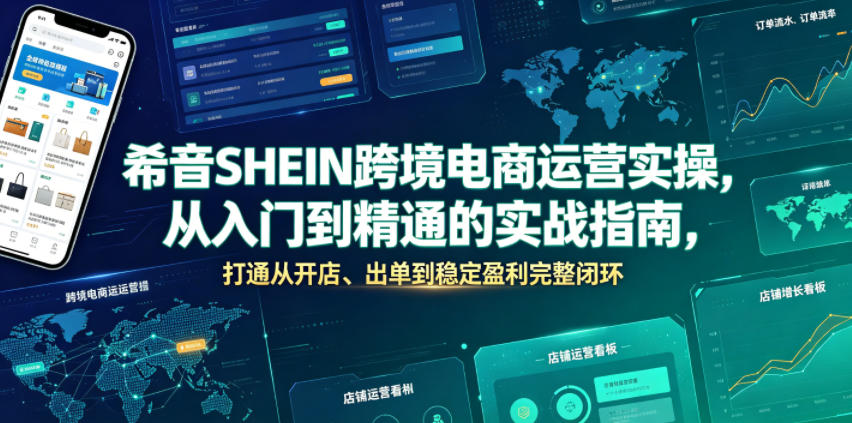 希音SHEIN跨境电商运营实操，从入门到精通的实战指南，打通从开店、出单到稳定盈利完整闭环-大表哥网创