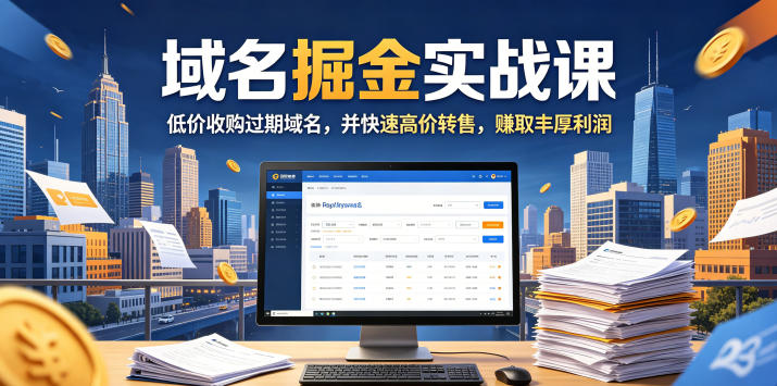域名交易掘金实战课，低价收购过期域名，并快速高价转售，賺取丰厚利润【原创双语字幕】-大表哥网创