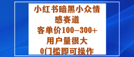 小红书暗黑小众情感赛道，客单价100-300+用户量很大，0门槛即可操作-大表哥网创