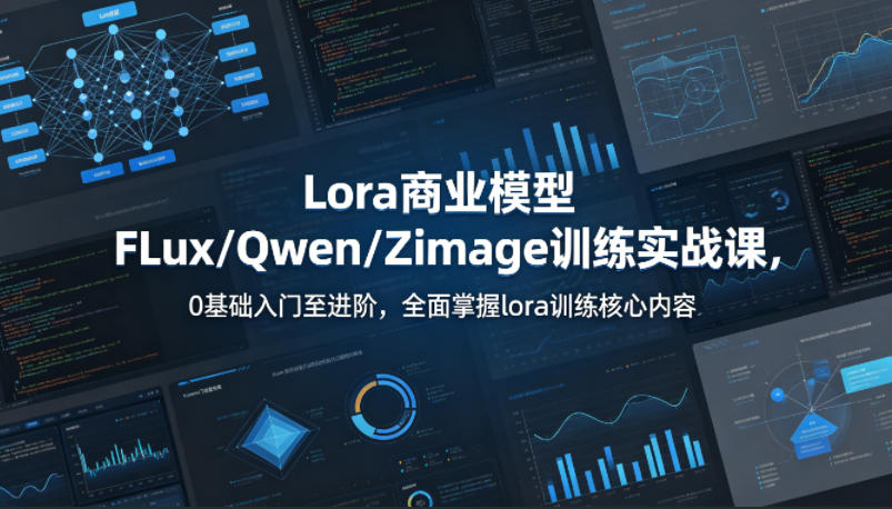 系统性学习Lora商业模型FLux／Qwen／Zimage训练实战课，0基础入门至进阶，全面掌握lora训练核心内容-大表哥网创