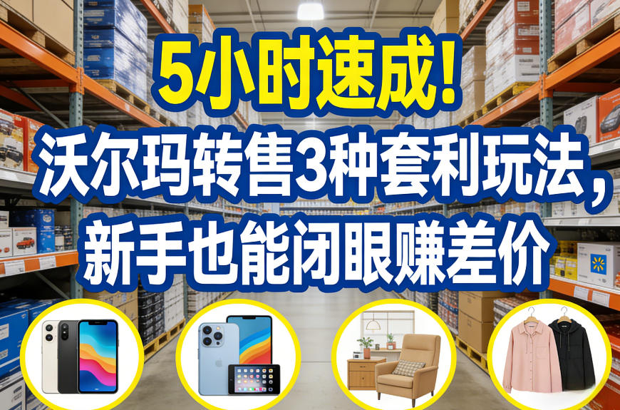 5小时速成！沃尔玛转售3种套利玩法，新手也能闭眼賺差价-大表哥网创