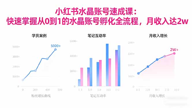 2025小红书水晶账号速成课：快速掌握从0-1水晶账号孵化全流程，月收入达2w-大表哥网创