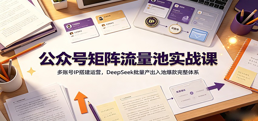 公众号矩阵流量池实战课：多账号IP搭建运营，DeepSeek批量产出入池爆款完整体系-大表哥网创