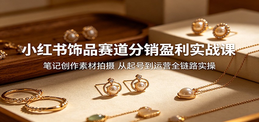 小红书饰品赛道分销盈利实战课：笔记创作素材拍摄，从起号到运营全链路实操-大表哥网创