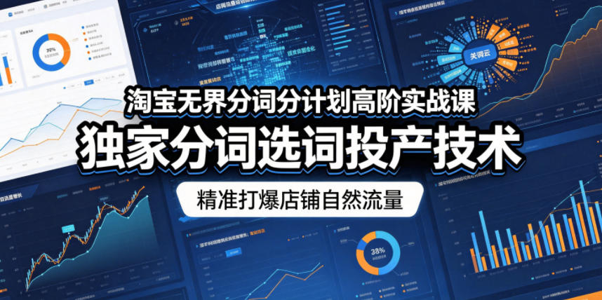 淘宝无界分词分计划高阶实战课,独家分词选词投产技术,精准打爆店铺自然流量-大表哥网创